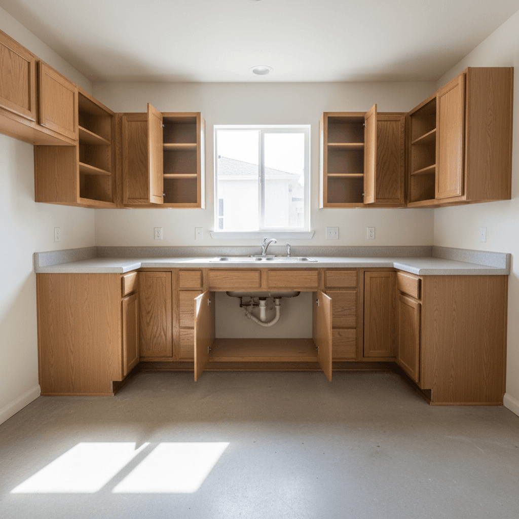 Empty apartment kitchen ready for new tenants